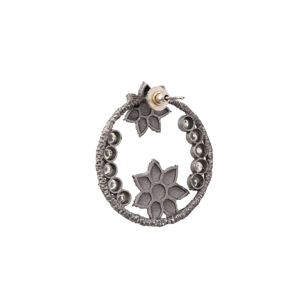 JhilmilPhool- Silver Brass Oxidised stud earrings
