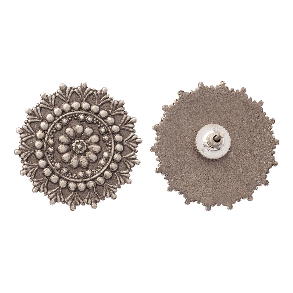 RajatPhool- Silver Brass Oxidised Stud Earrings