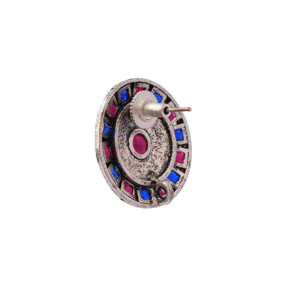 Rangini- Silver Brass Stone-Studded Stud Earrings