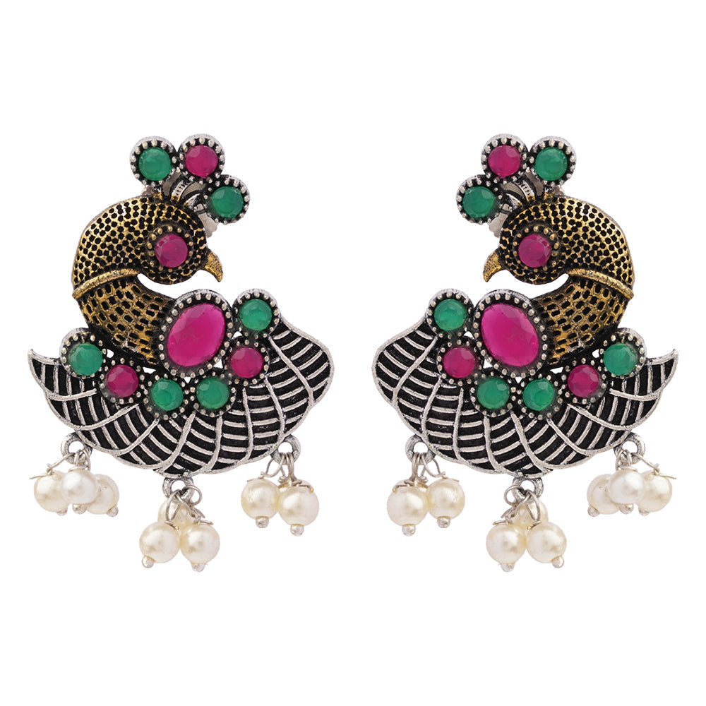 Mayuri- Silver Tone Brass Stud Earrings