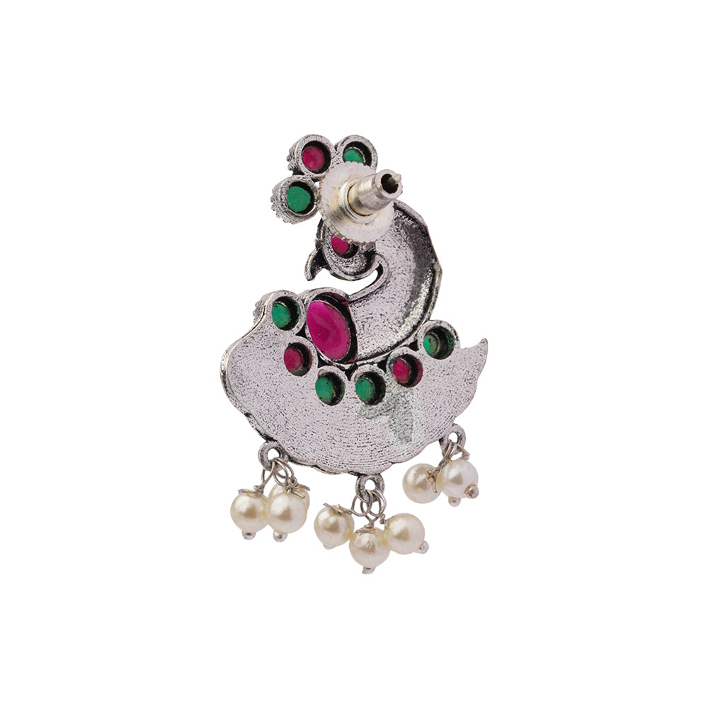 Mayuri- Silver Tone Brass Stud Earrings