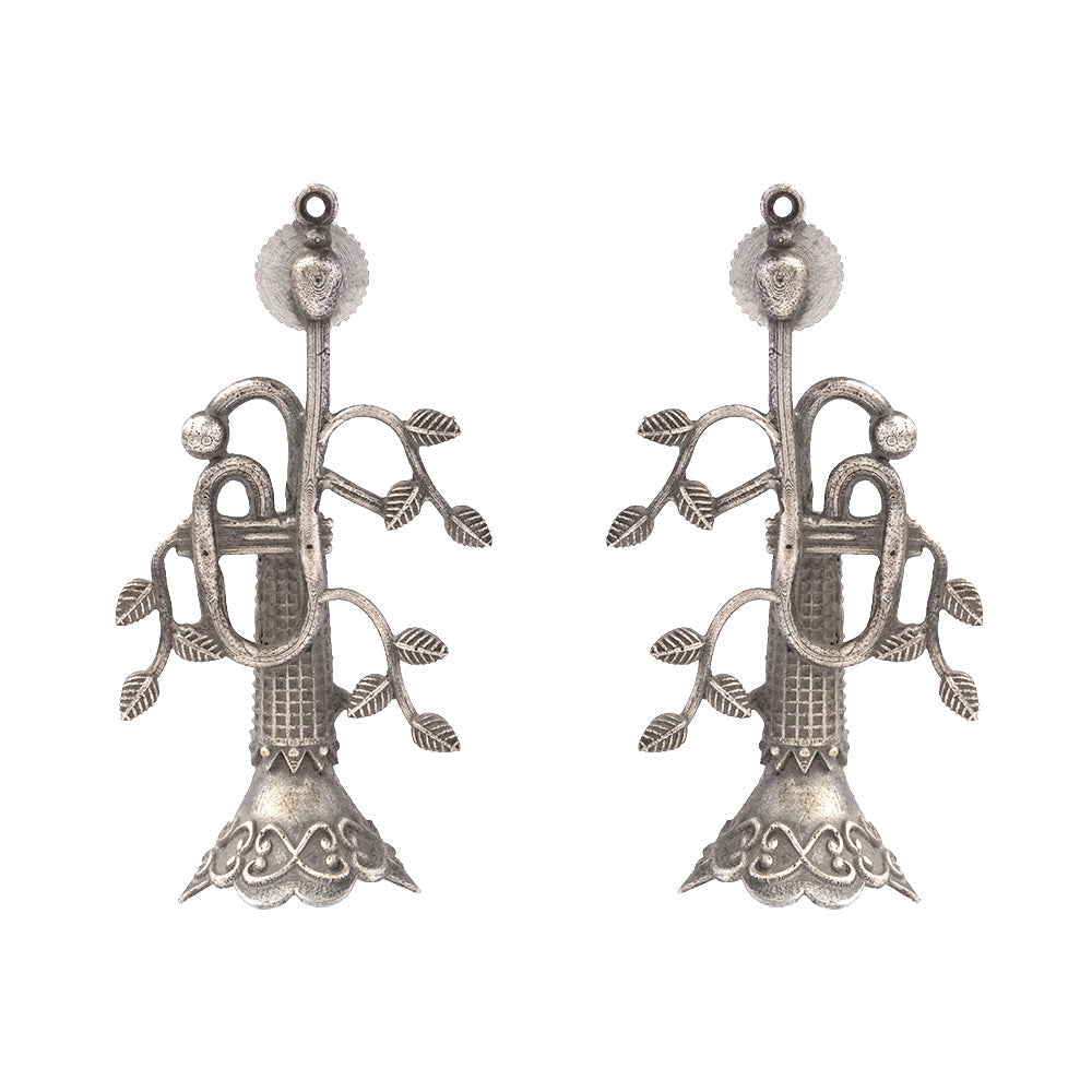 Naadini- Silver Brass oxidised stud earrings