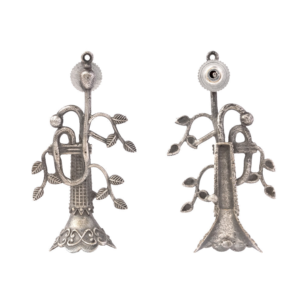 Naadini- Silver Brass oxidised stud earrings