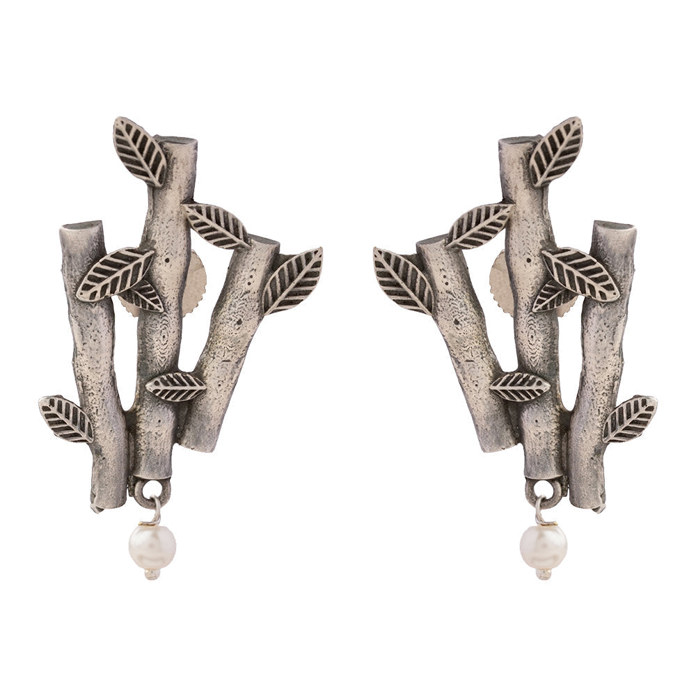 Taruka- Silver Brass oxidised Stud earrings