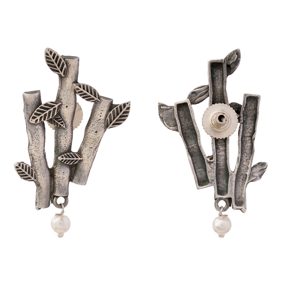Taruka- Silver Brass oxidised Stud earrings