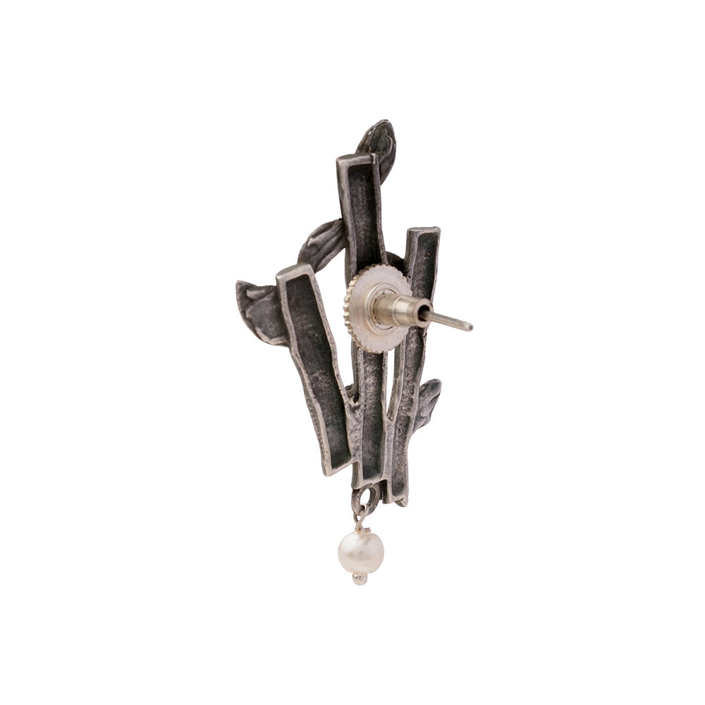 Taruka- Silver Brass oxidised Stud earrings