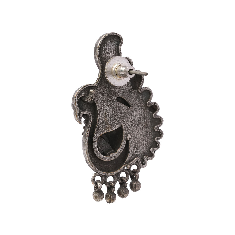 MayurMani- Silver Brass Oxidised Stud Earrings