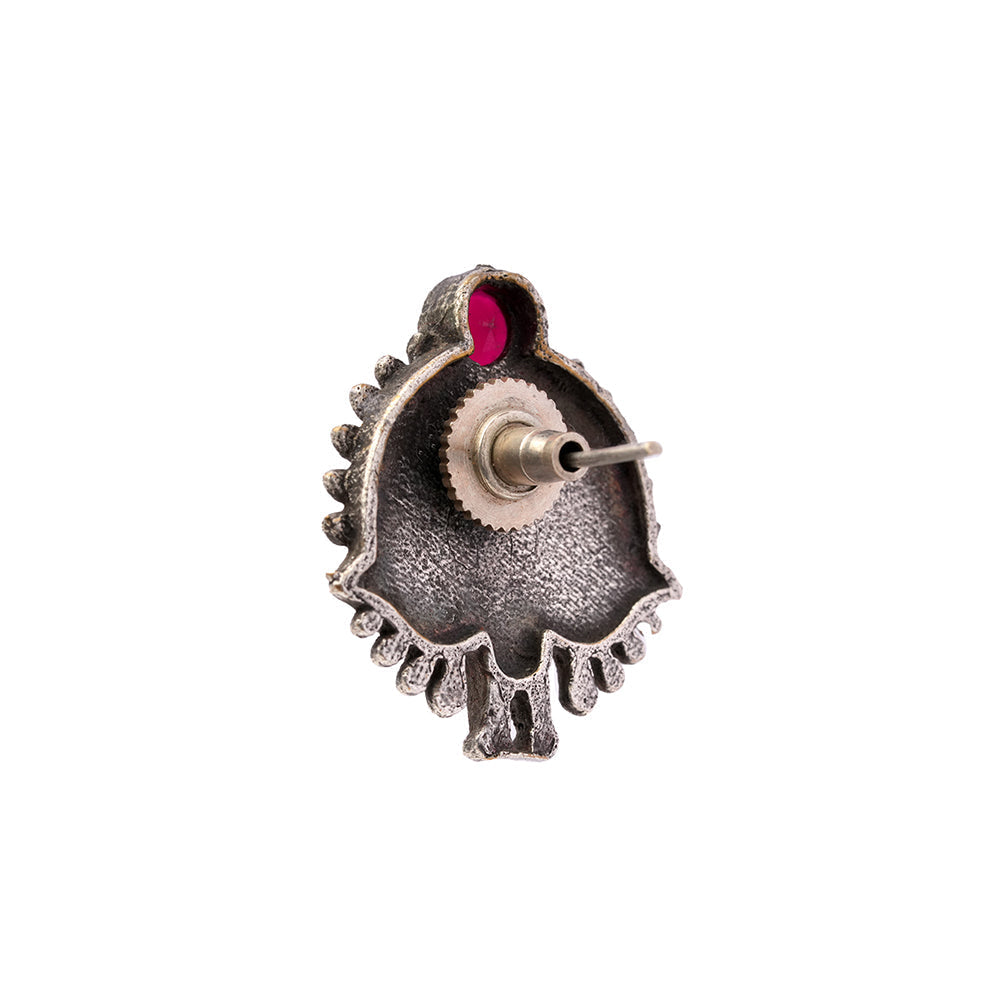 Pakshi- Silver oxidised Stone-Studded stud earrings