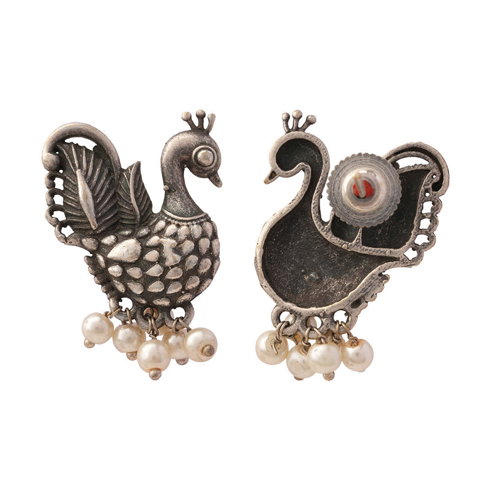 MotiMayur- Silver Brass Pearl Stud earrings
