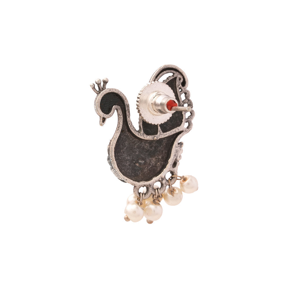 MotiMayur- Silver Brass Pearl Stud earrings