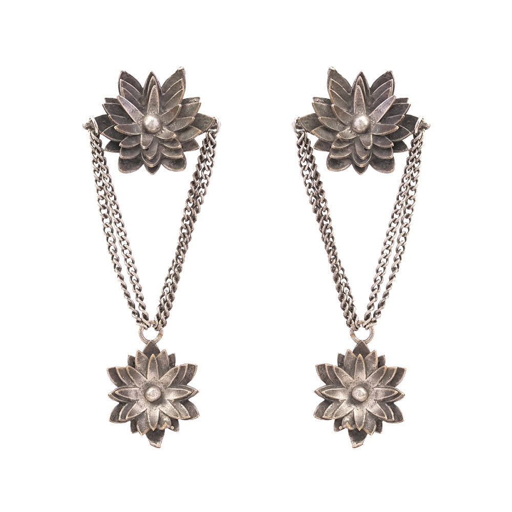 kamala- Silver Brass Oxidised dangler earrings