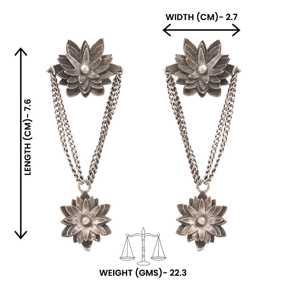 kamala- Silver Brass Oxidised dangler earrings