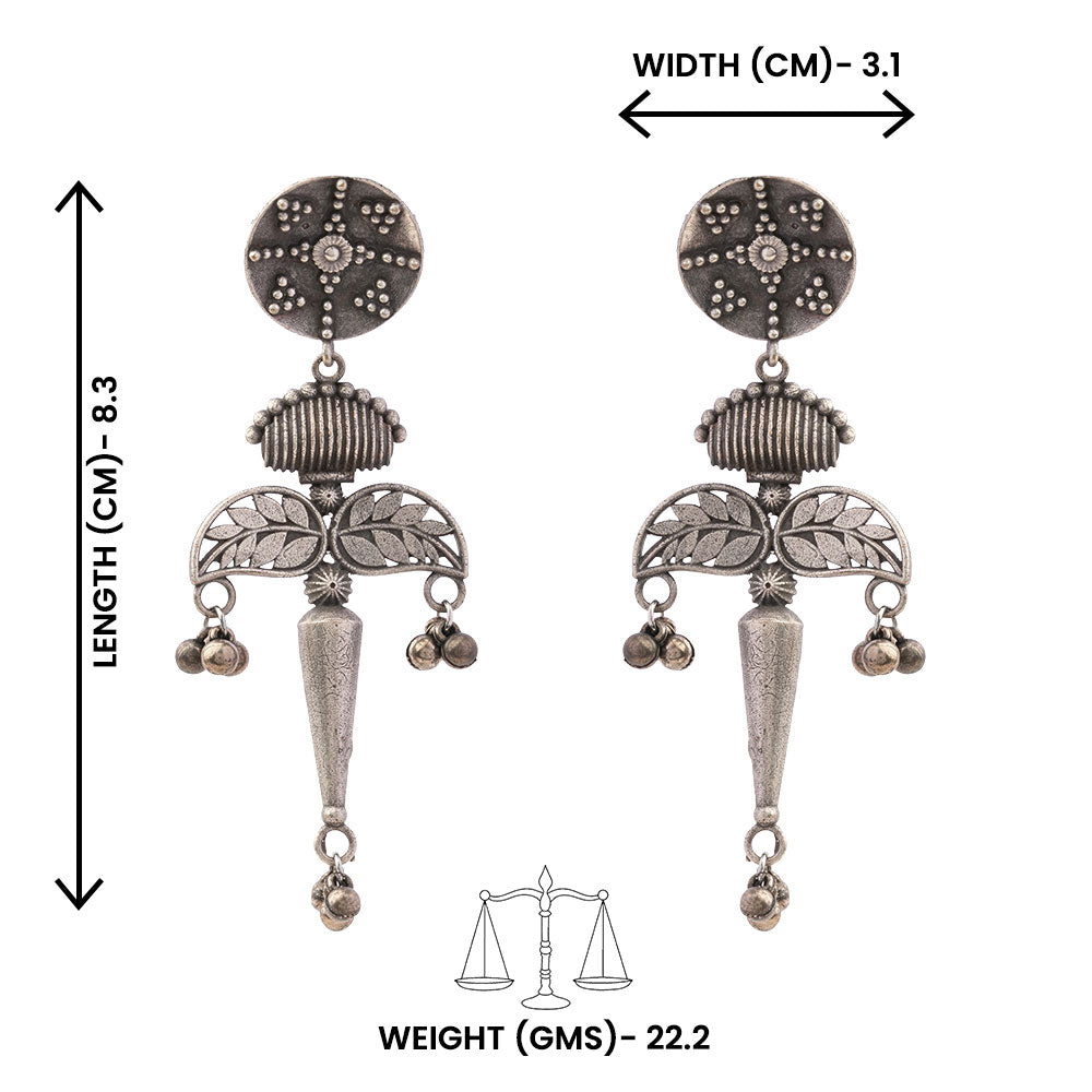 Patrapank- Silver Brass Oxidised dangler earrings