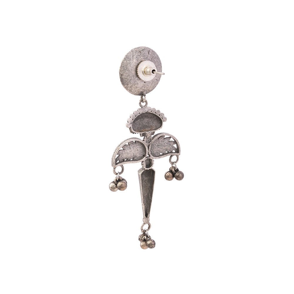 Patrapank- Silver Brass Oxidised dangler earrings