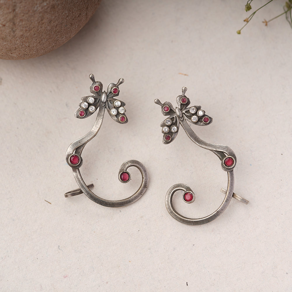 Shyamroop- Silver Brass Oxidised Stud Earrings