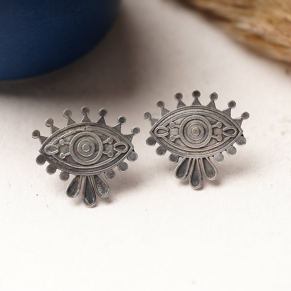 Naina- Silver Brass Oxidised stud earrings