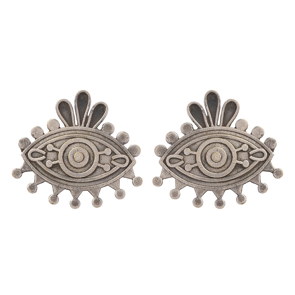 Naina- Silver Brass Oxidised stud earrings
