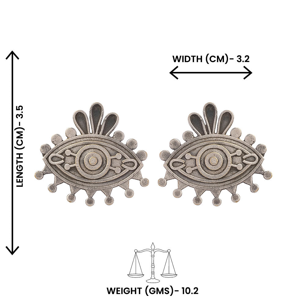 Naina- Silver Brass Oxidised stud earrings