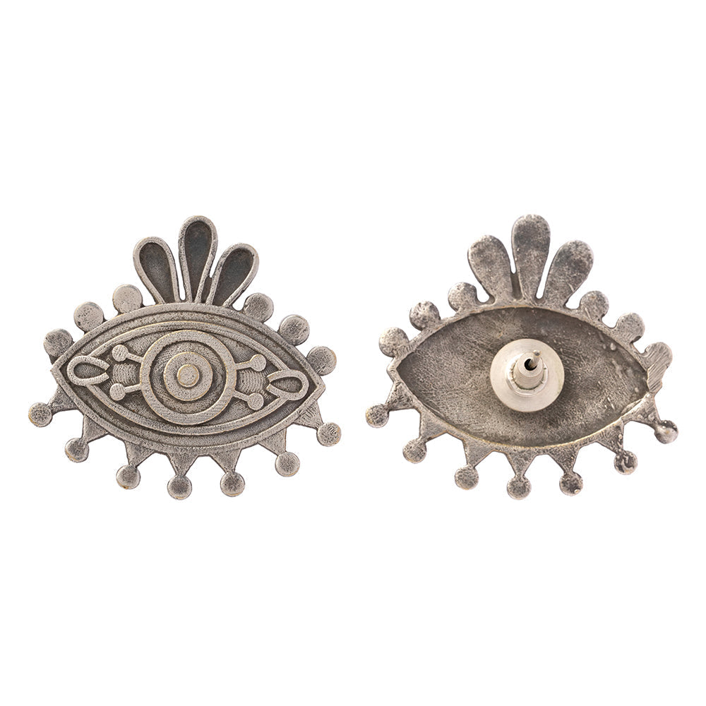 Naina- Silver Brass Oxidised stud earrings