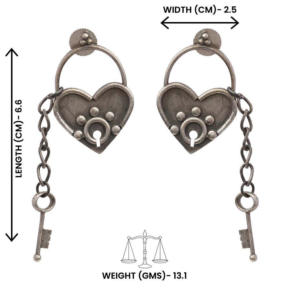 PremTaala- Silver Brass Oxidised dangler earrings