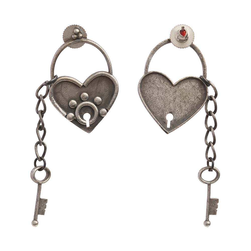 PremTaala- Silver Brass Oxidised dangler earrings