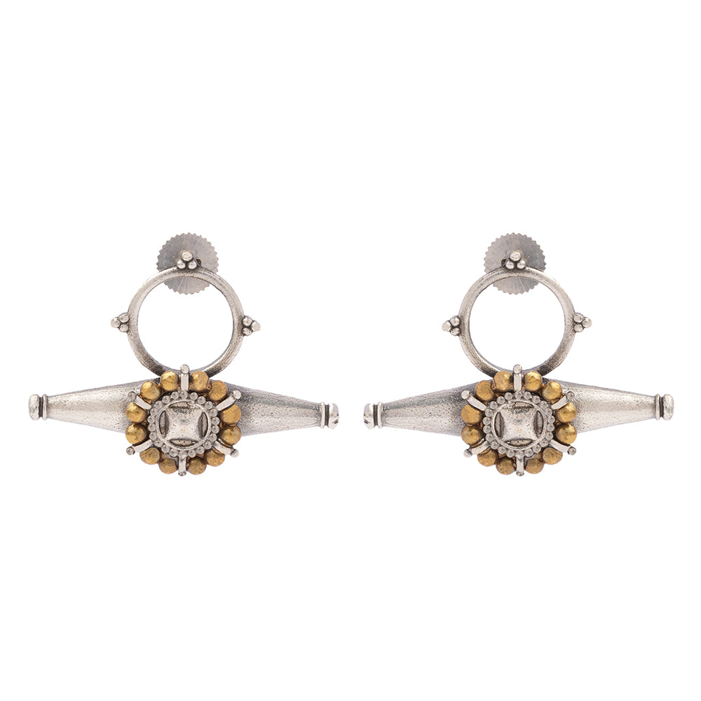 ArkaShringar- Silver Brass Oxidised stud earrings
