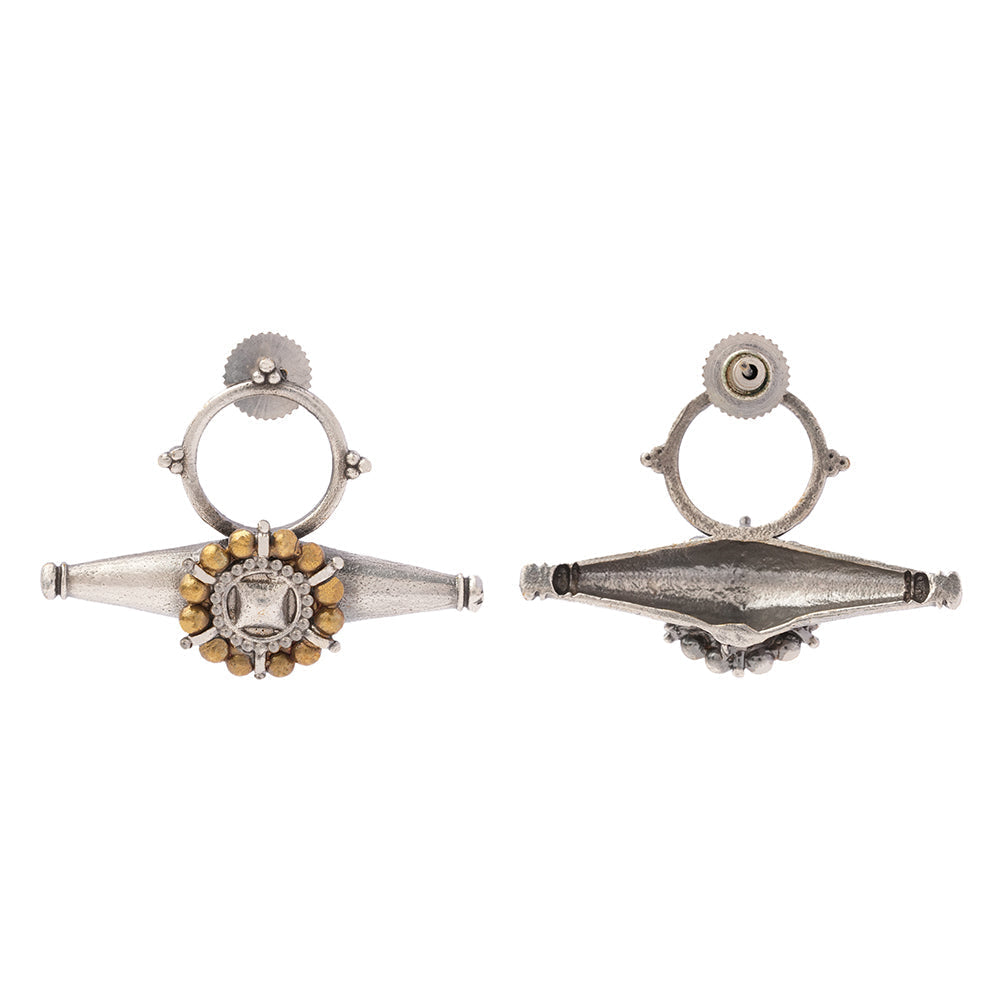 ArkaShringar- Silver Brass Oxidised stud earrings