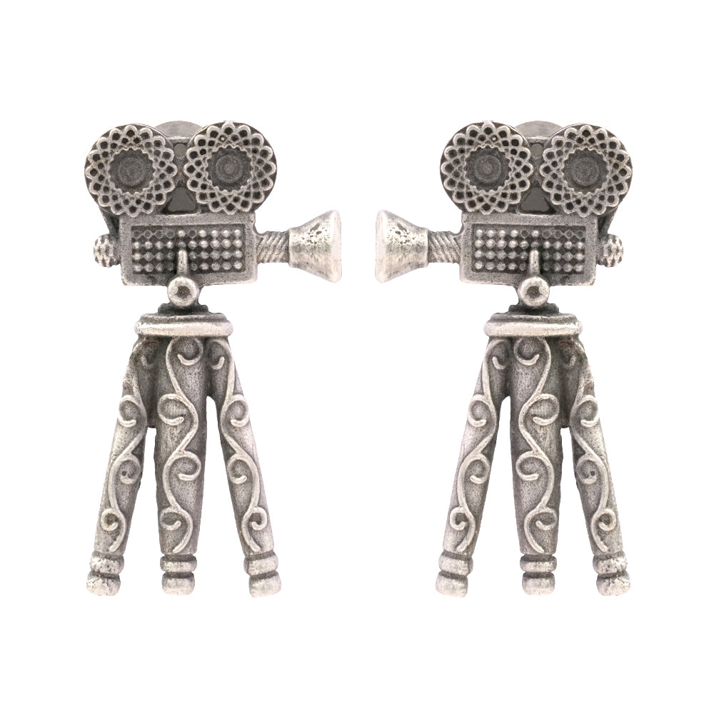 Tasveer- Silver Brass oxidised stud earrings