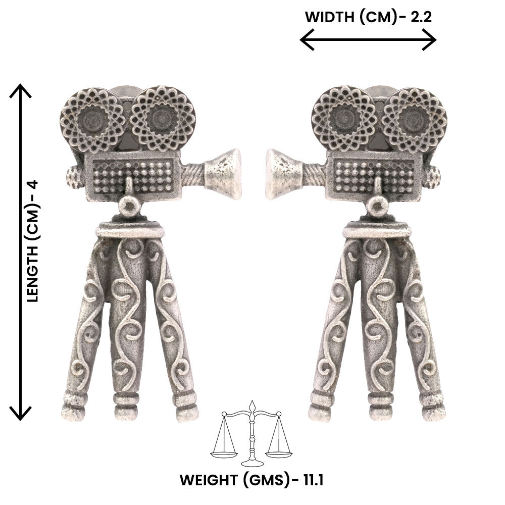 Tasveer- Silver Brass oxidised stud earrings