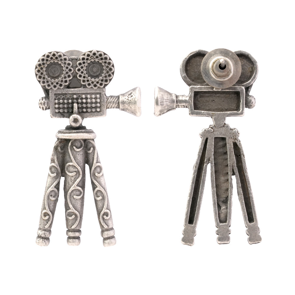 Tasveer- Silver Brass oxidised stud earrings