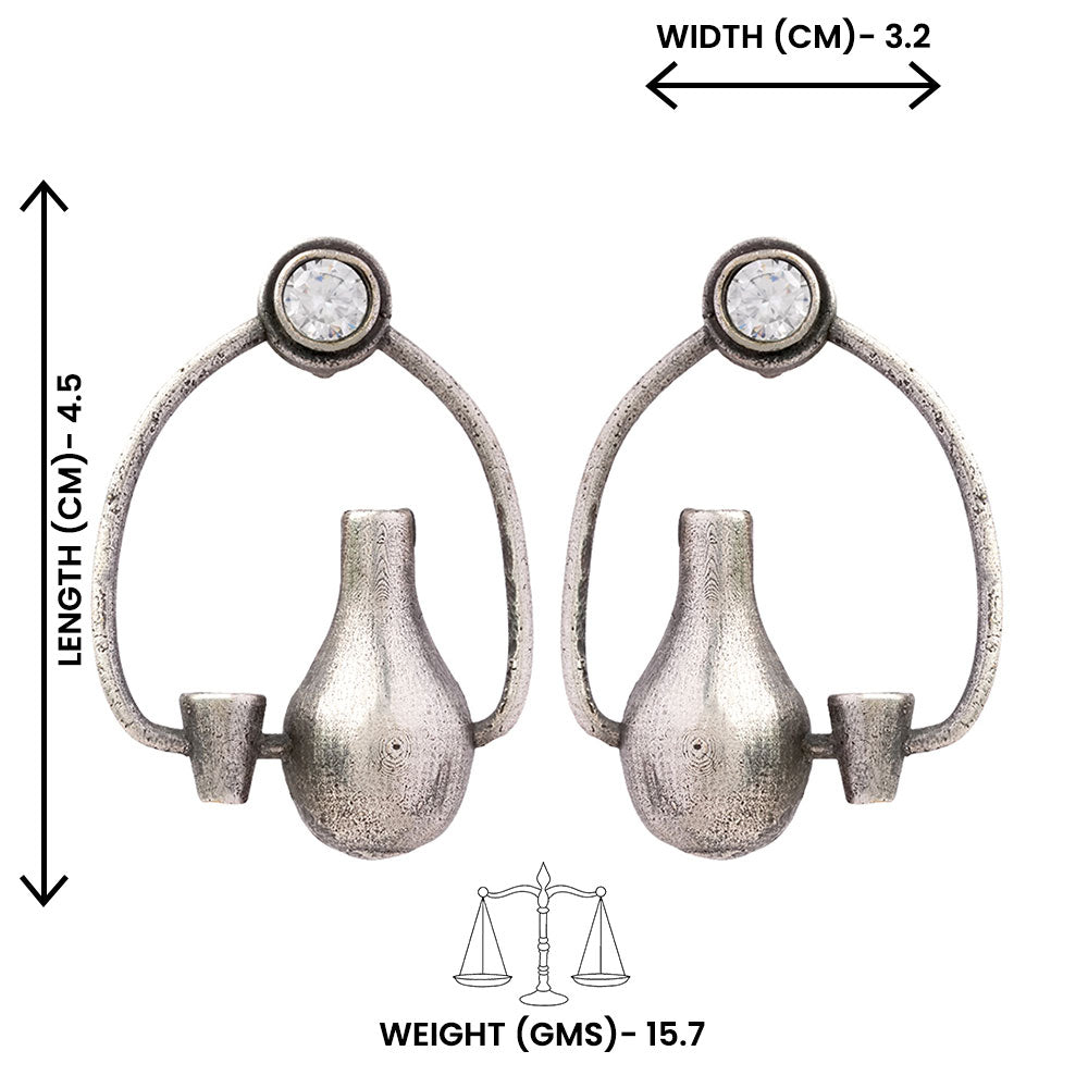 Panghat- Silver Brass oxidised stud earrings