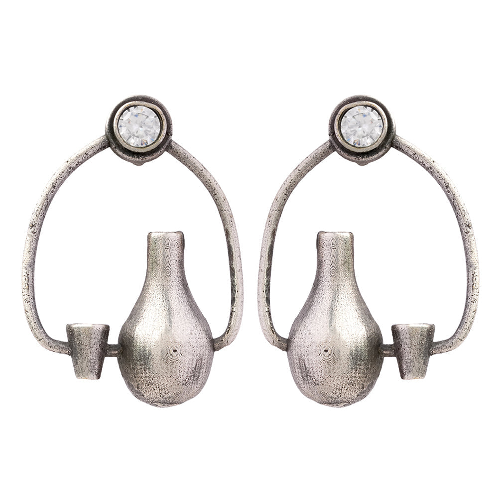 Panghat- Silver Brass oxidised stud earrings