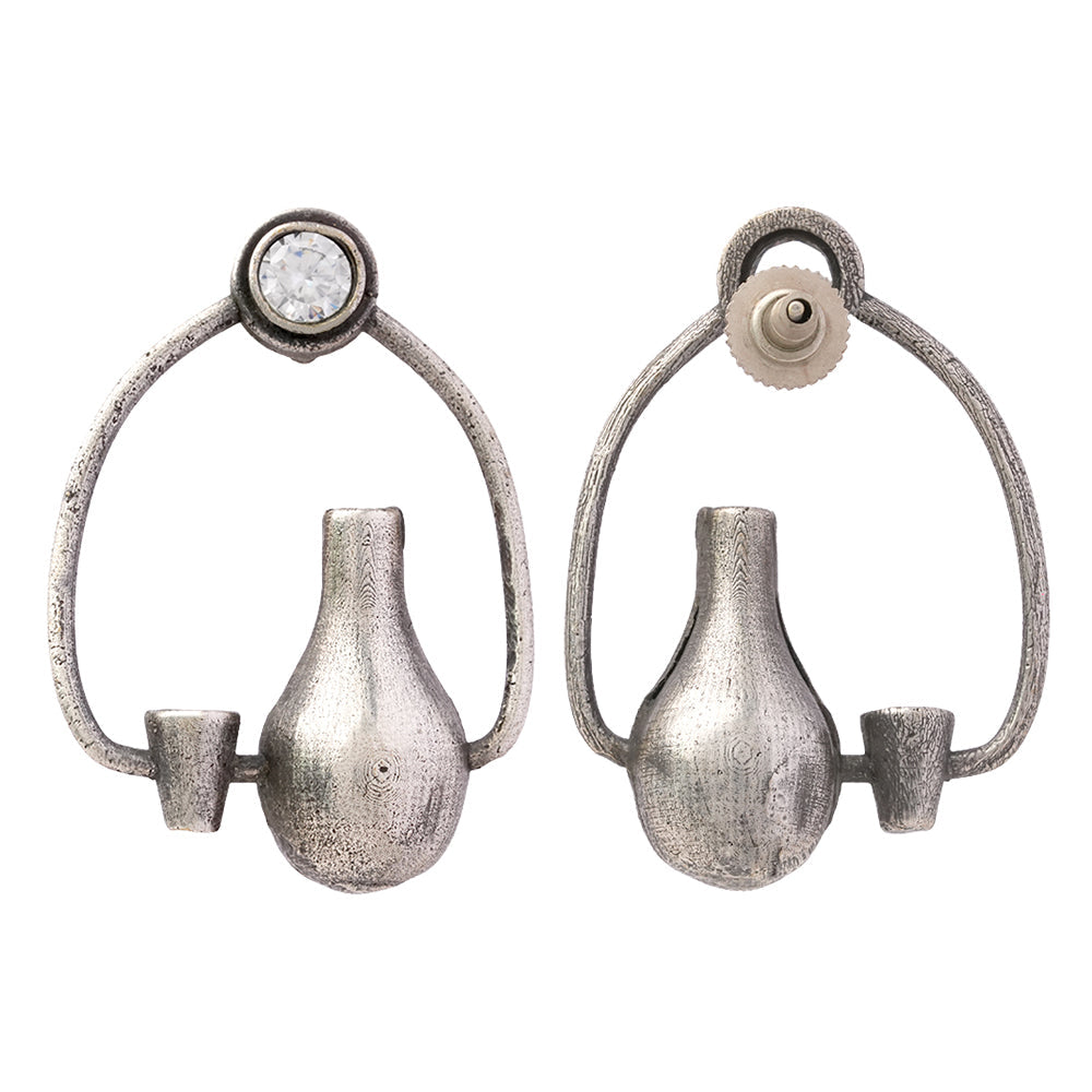 Panghat- Silver Brass oxidised stud earrings
