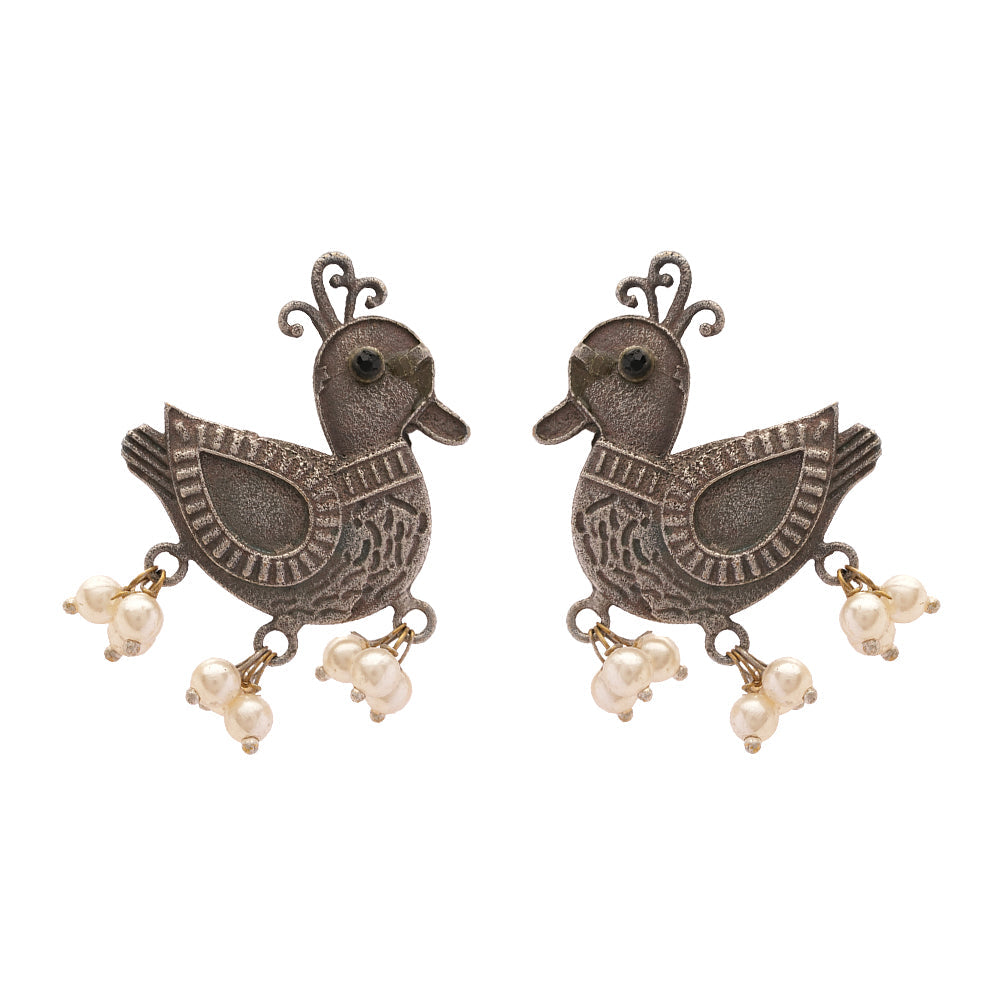 Rajhans- Silver Brass Pearl stud earrings