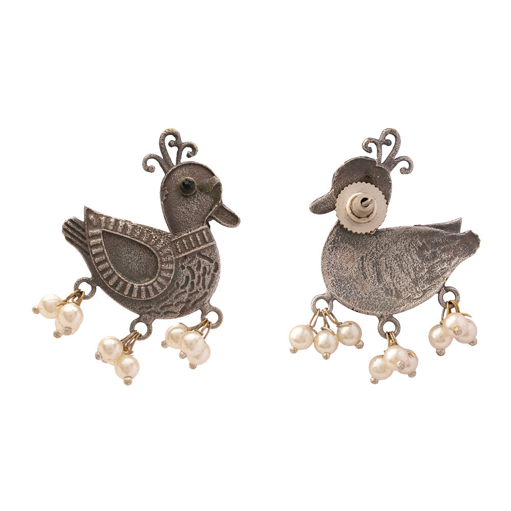 Rajhans- Silver Brass Pearl stud earrings