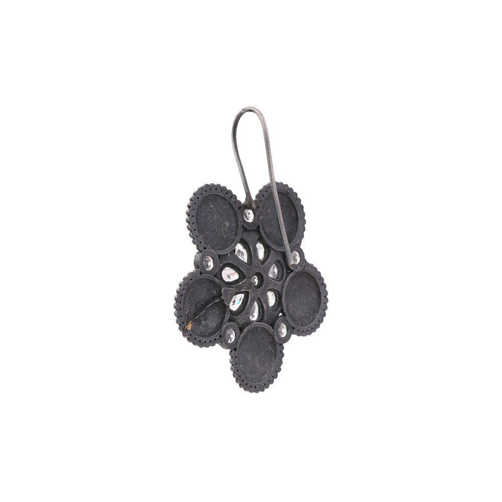 Padmavalli- Silver Brass Oxidised dangler earrings(White)