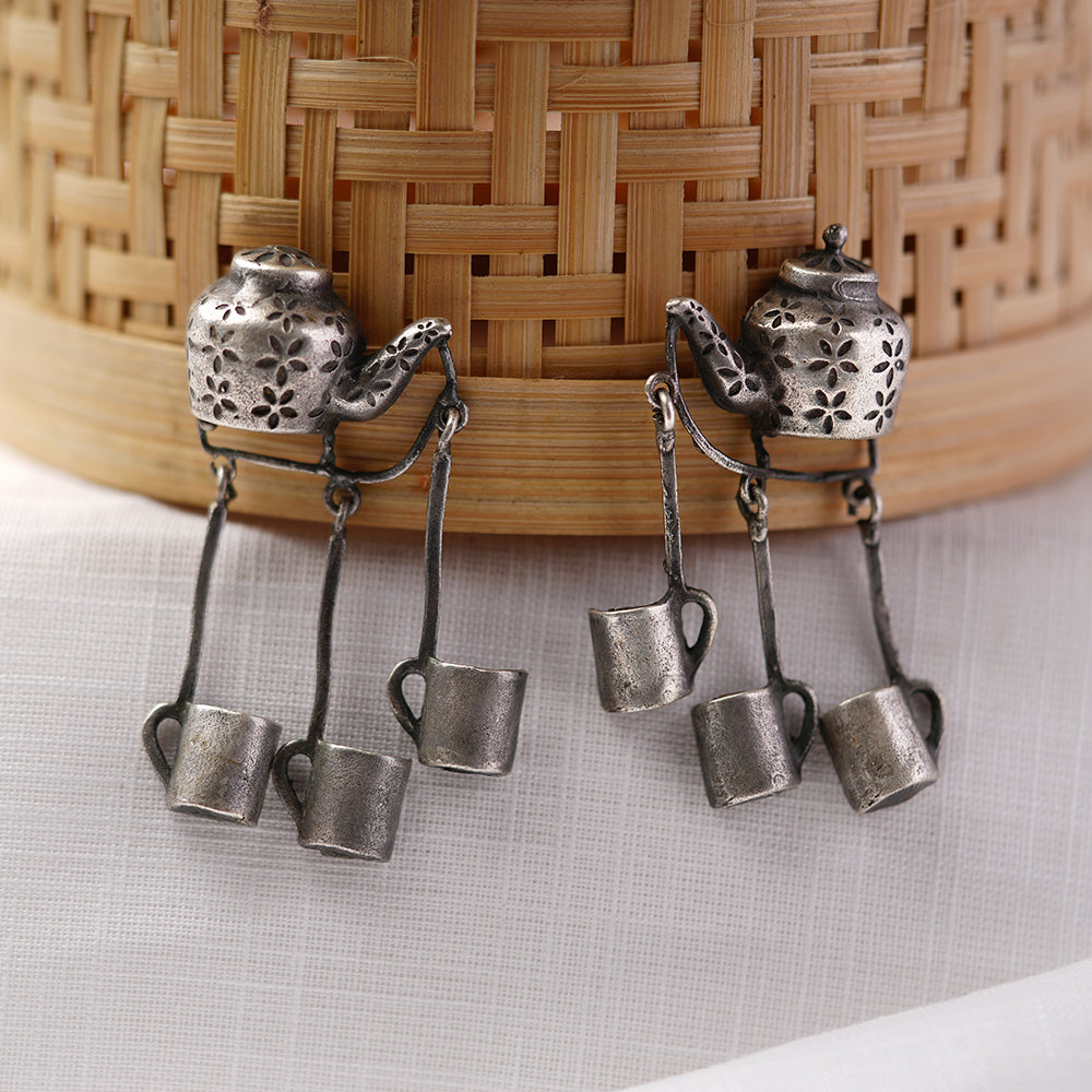 Chuski- Silver Brass Oxidised dangler earrings