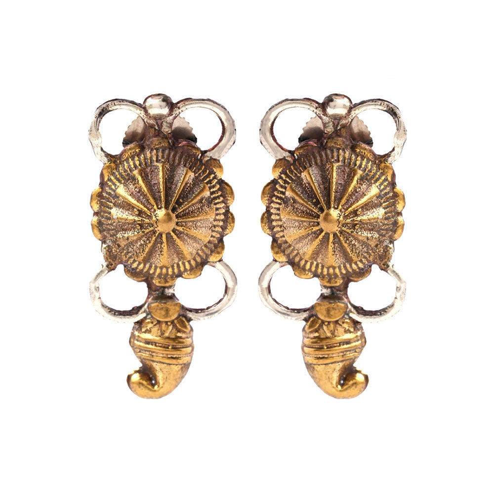 Gajraj- Silver Brass Oxidised stud earrings