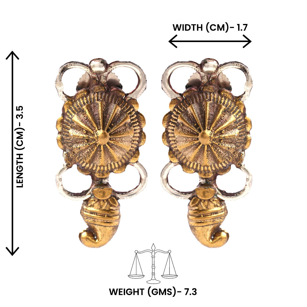 Gajraj- Silver Brass Oxidised stud earrings