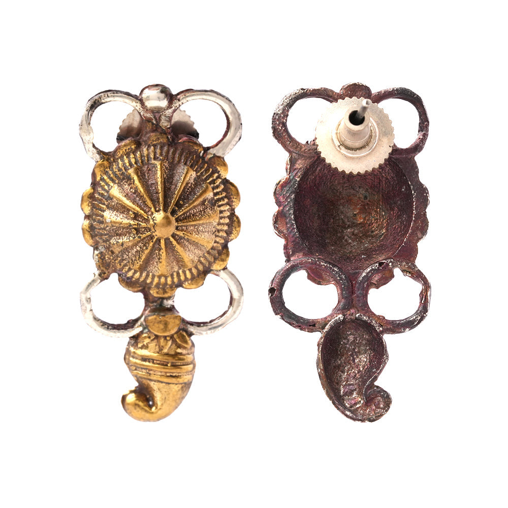 Gajraj- Silver Brass Oxidised stud earrings