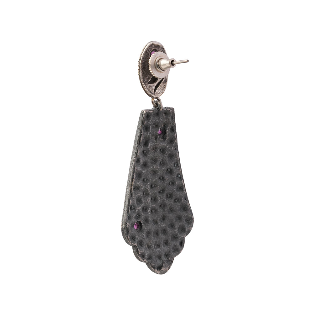 Shyamalika- Silver Brass Oxidised dangler earrings