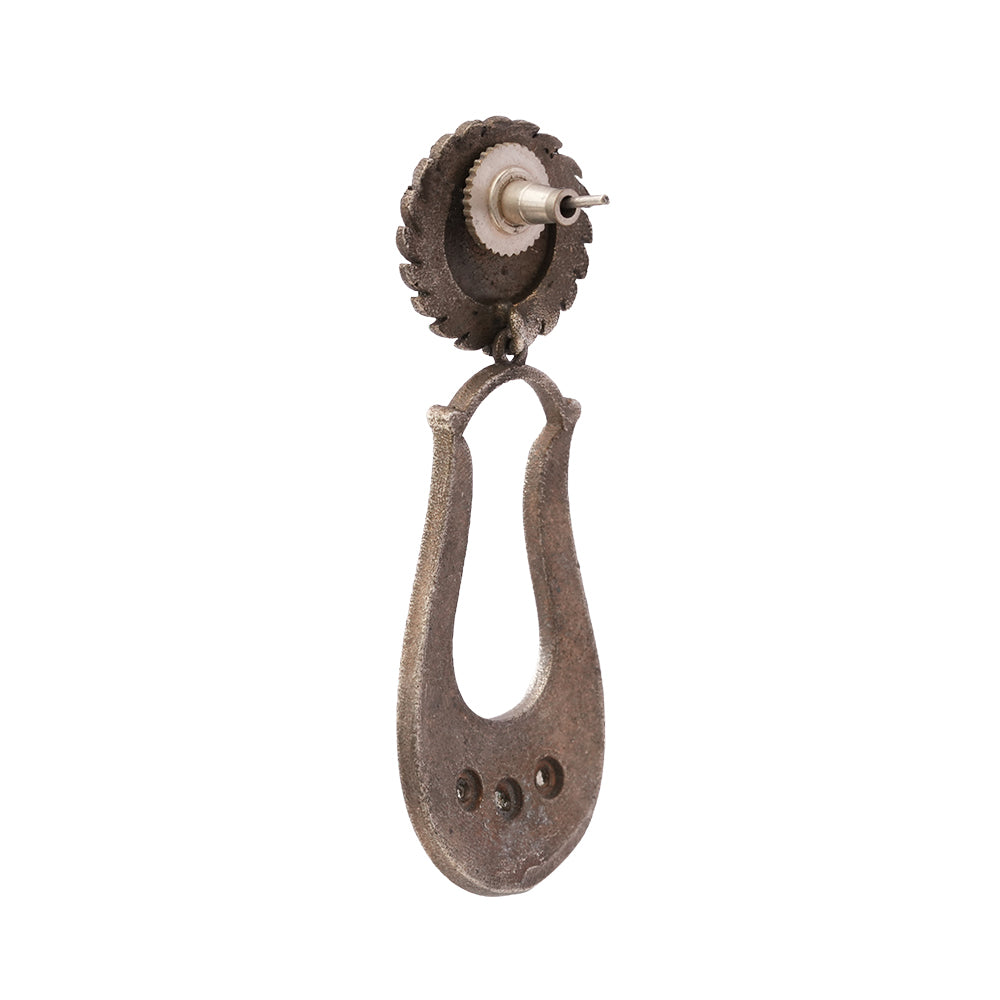 Nupura- Silver Brass Oxidised dangler earrings(White)