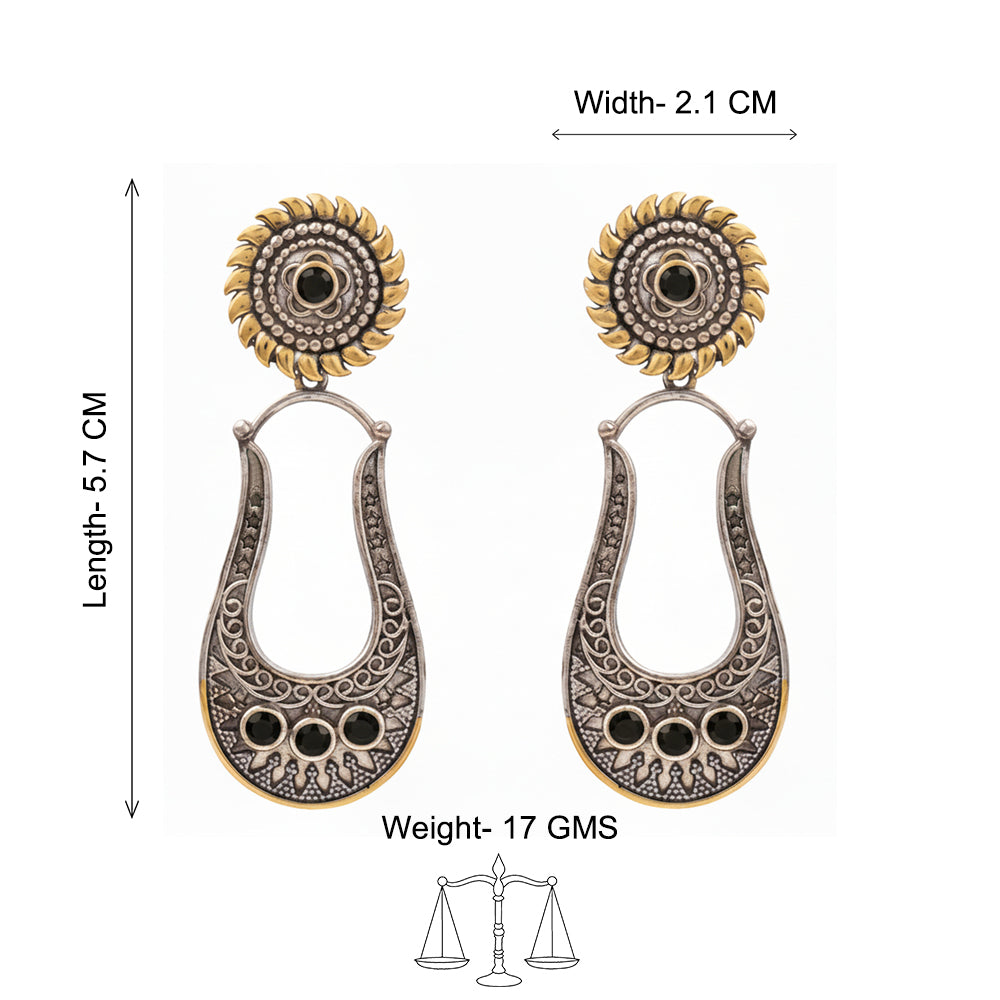 Nupura- Nupura- Silver Brass Oxidised dangler earrings(Black)