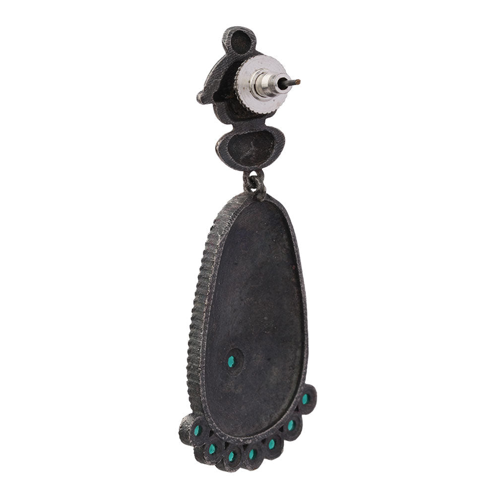 Rangaabha – Silver Brass Oxidised Dangler Earrings