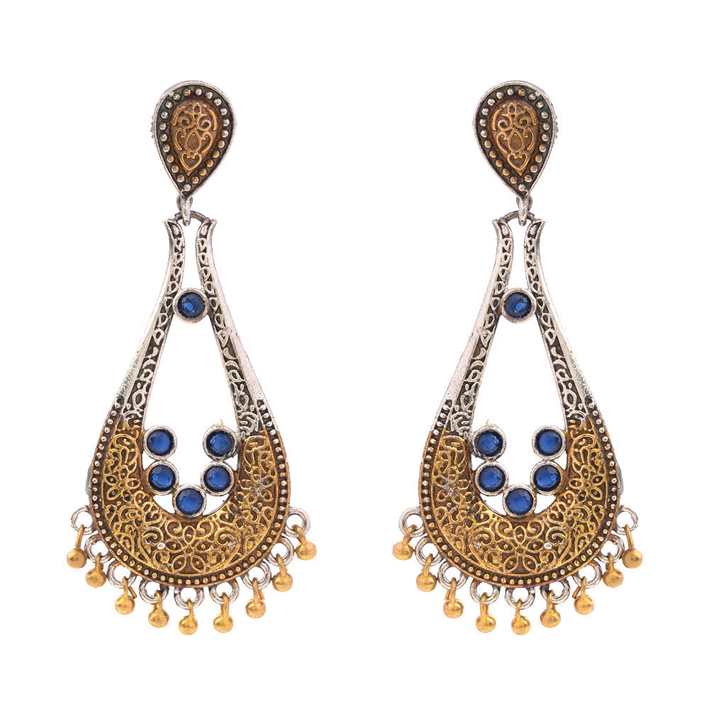 Jhankaar- Silver Brass Oxidised dangler earrings