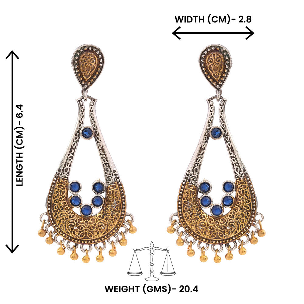 Jhankaar- Silver Brass Oxidised dangler earrings