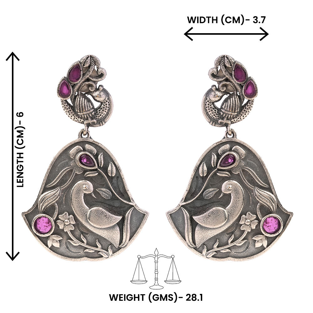 MayurGhantika- Silver Brass Oxidised dangler earrings