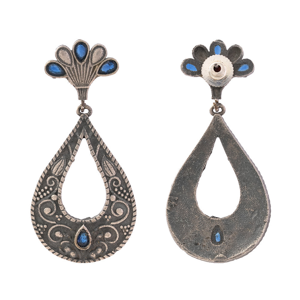 Neeranjali- Silver Brass Oxidised dangler earrings