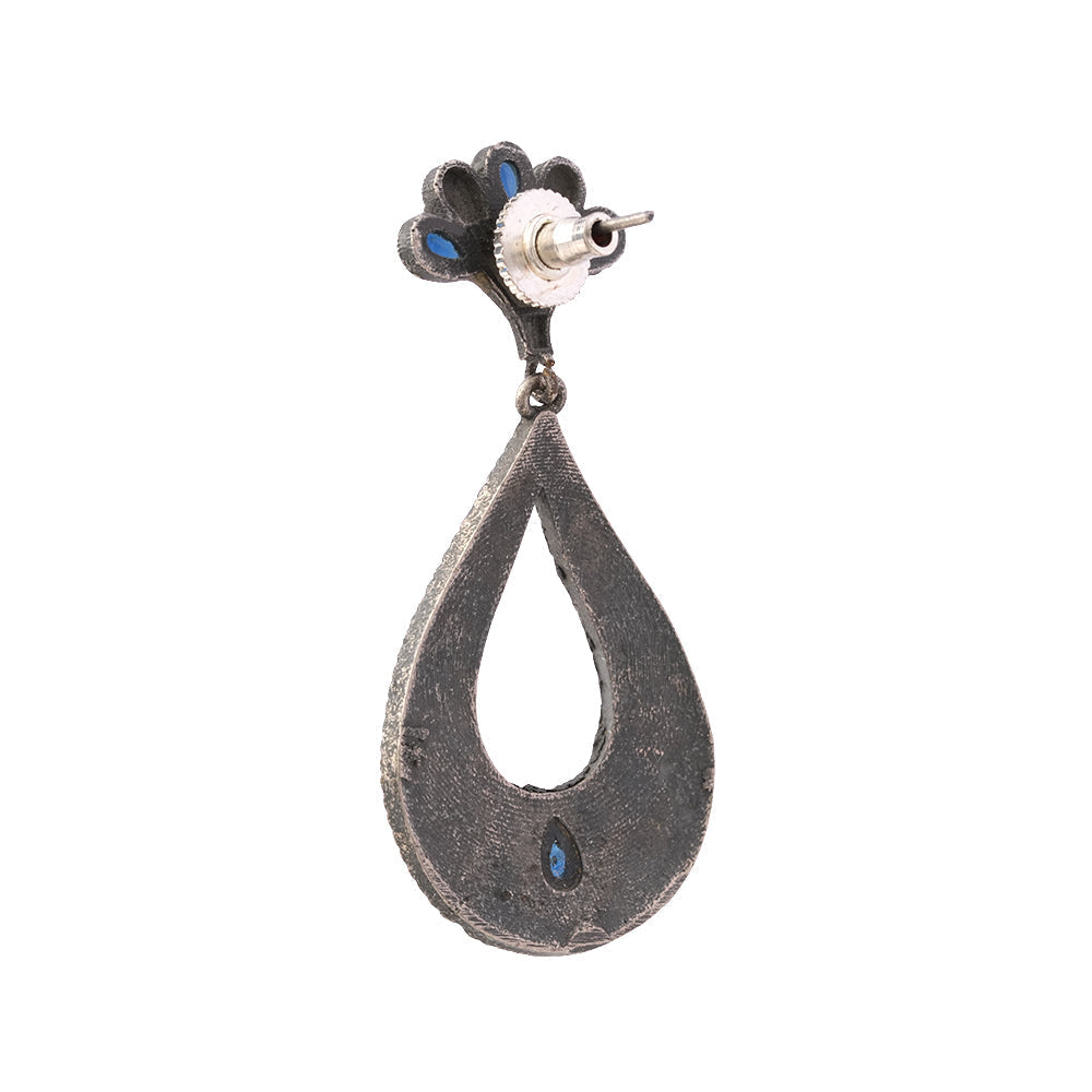 Neeranjali- Silver Brass Oxidised dangler earrings