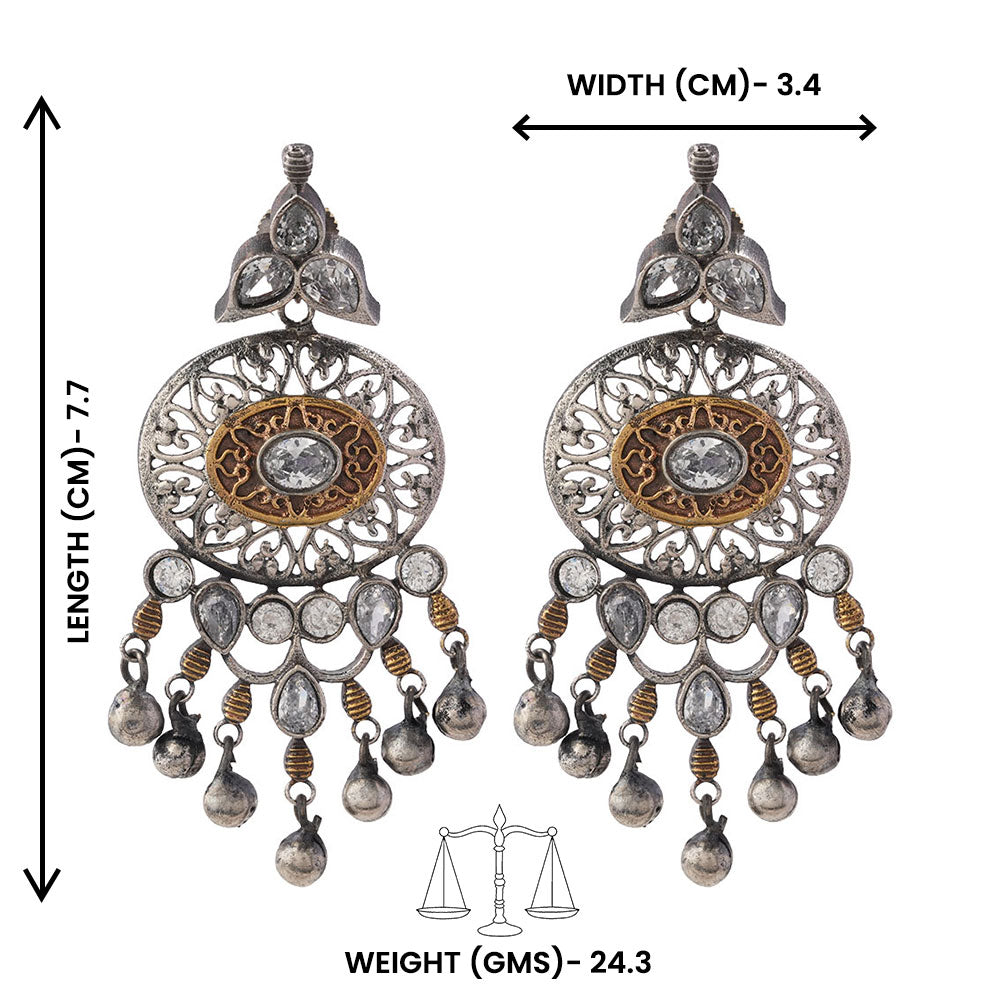 Saurabhi- Silver Brass Oxidisd dangler earrings